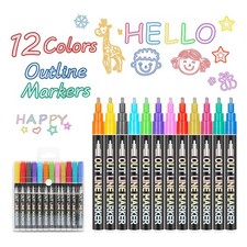 12 Farbe Double Line Outline Art Pen Marker P...