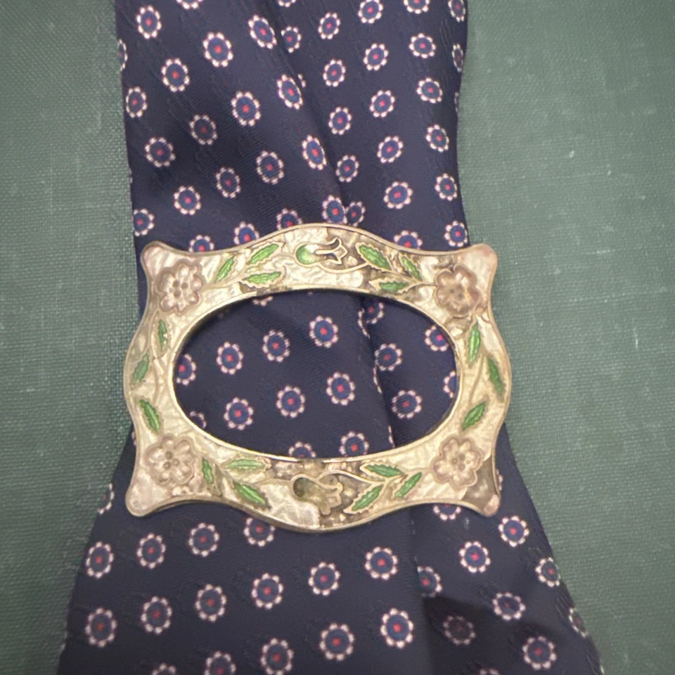 Accesorios antiguos de corbata esmaltados vintage de plata de ley 925   Foto 3 de 4