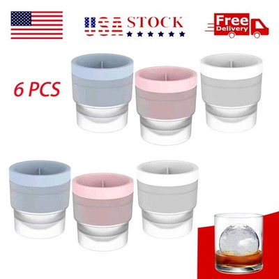 6 PCS Slow-Melting Stackable Large Ice Cube Mold Maker For Whisky Beverage