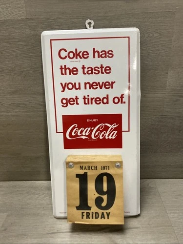 VINTAGE METAL COCA COLA CALENDAR MARKED DONASCO 1970s Calendar