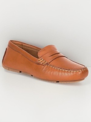 Flag LTD Morgan Leather Penny Loafers Cognac Brown Tan Slip On Shoes Women s 6.5