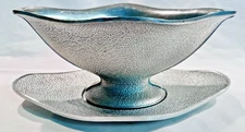 Vintage Guardian Service Ware Hammered Aluminum Gravy Boat W/Underplate