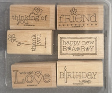 Stampin' Up FOR A FRIEND - Retired Set of 6 Wood Mounted Rubber Stamps