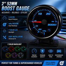 2 52mm Digital Boost Gauge Tinted 7 Color 0-30 Psi Pressure Vacuum Turbo Meter