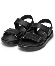 Size 10 Geox Women s D Xand 2s E Leather Double-Strap Sandals in Black