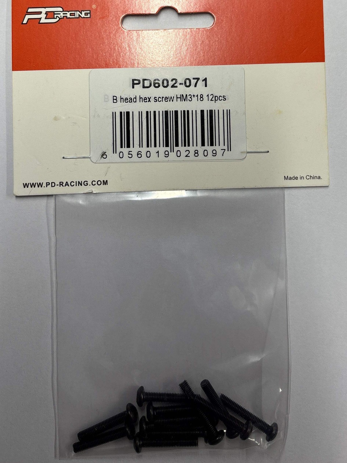 PD RACING SPARES - 1/10TH TK10 & TR10 - B head hex screw HM3*18 12pcs - PD602-07