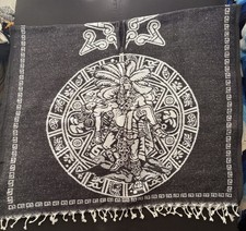 Black Aztec Design Mexican Poncho Unisex Adult One Size