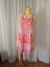 Old Navy Orange Red Floral Summer Dress Size Small Sleeveless 