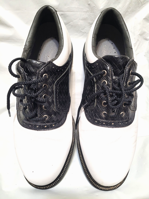 FootJoy NEW Rare Men’s Size 7 Classic Black and White Saddle Golf Shoes FOOTJOY Softjoys 53892 White/Black Leather Saddle Golf Shoes  main image 2