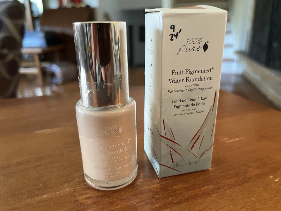 100% Pure Fruit Pigmented Water Foundation Warm 1.0 Fair Peach 1oz NEW Sealed - Image 2 of 3