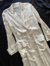 Lein Studio X BHLDN Cream Satin Oxford Maxi Dress Jacket Small Bride