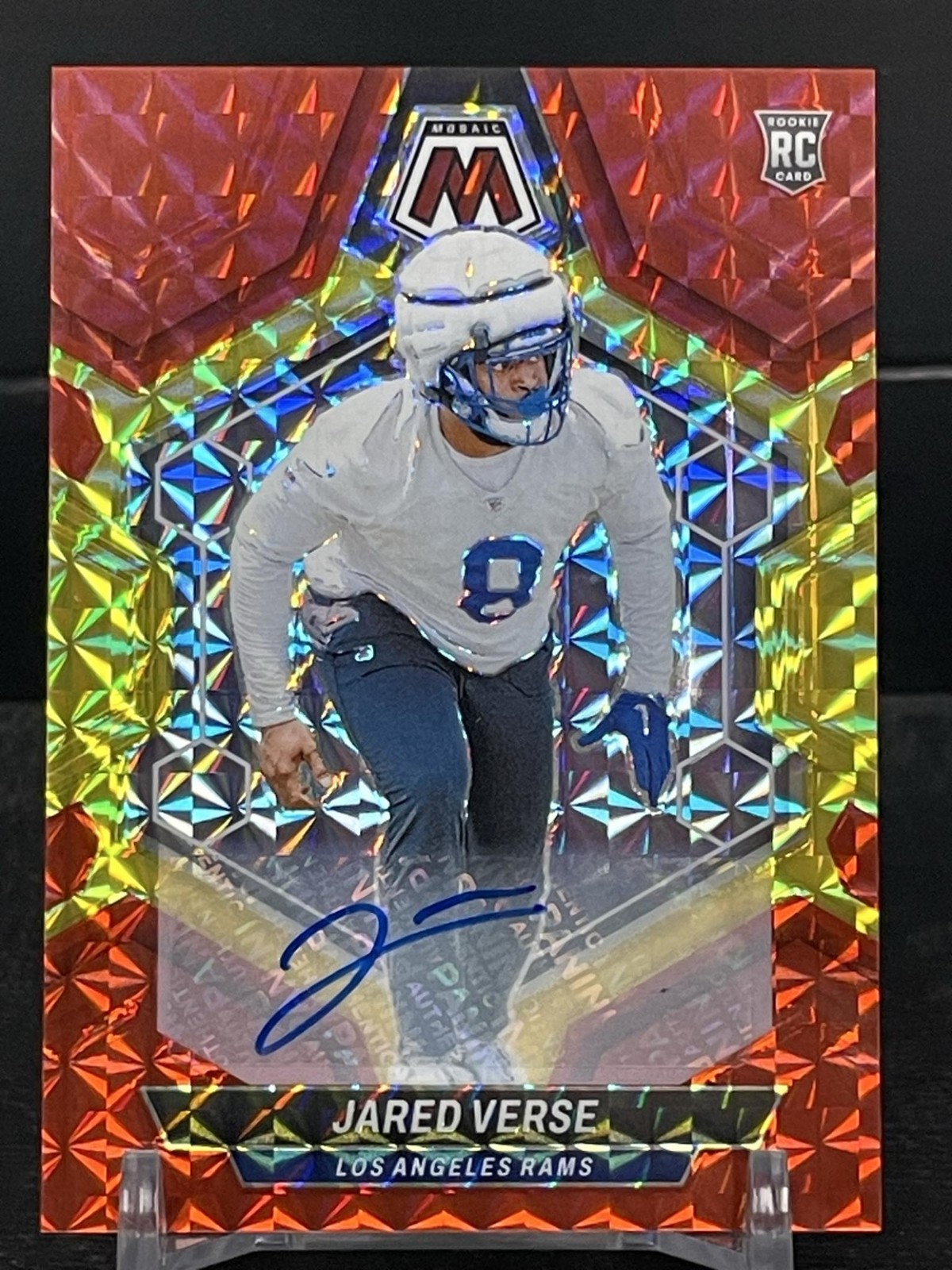 2024 PANINI MOSAIC JARED VERSE ROOKIE AUTO CHOICE FUSION RED AND YELLOW PRIZM RC