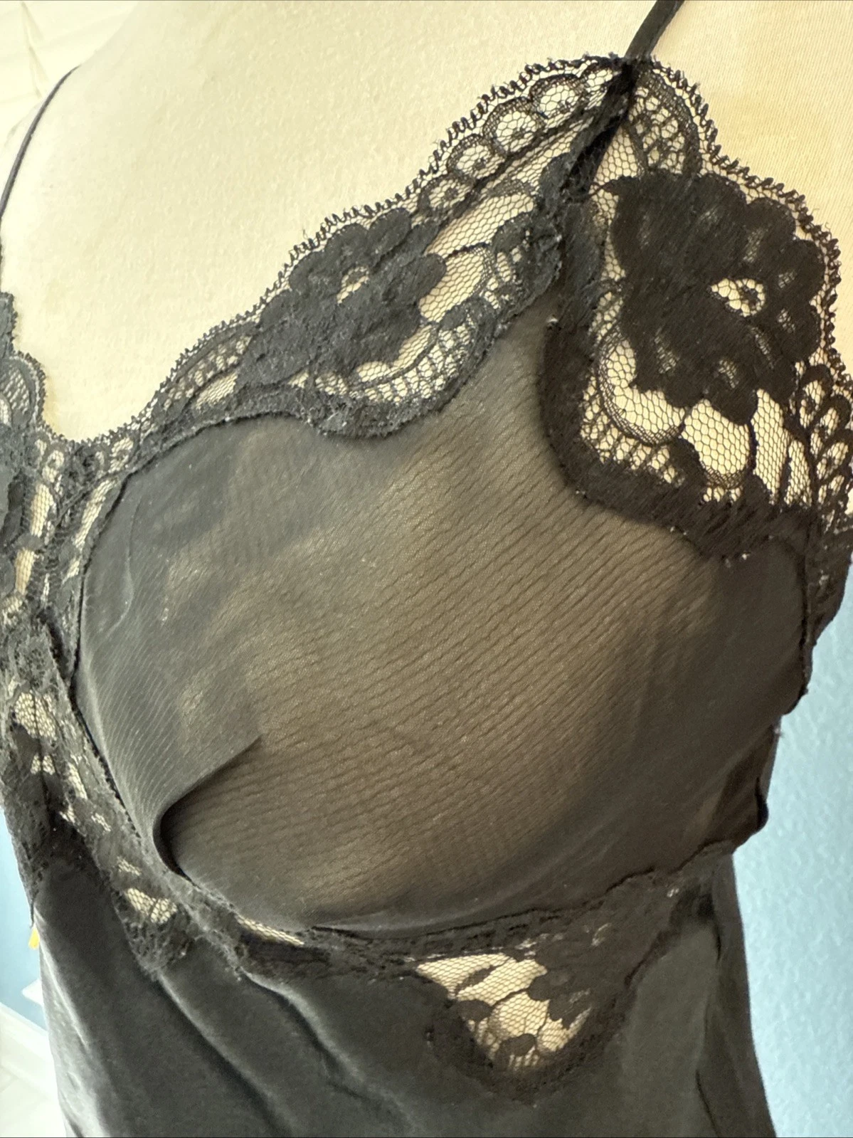 UNDERCOVER Raro abito slip vintage y2k taglia S nero victoria secret pizzo busto trasparente