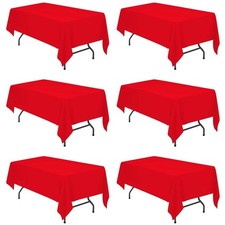 Banquet Red Tablecloths 6ft - 150 GSM Polyester - 6 Pack