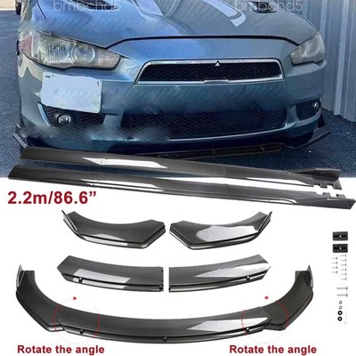 For Mitsubishi Lancer Front Bumper Lip Splitter Side Skirt Carbon Fiber Style