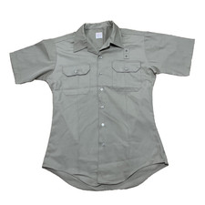 Vintage 1970s Sears Conqueror Utility Shirt Men L Khaki Button Up Work Military