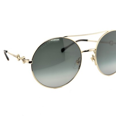 GUCCI Gg0878 Horsebit 0878 Gold Gray Round Unisex 001 Retro  display picture 1