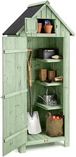 Tall Slim Wooden Garden Storage Shed 6ft Outdoor Utility Cabinet with Shelves