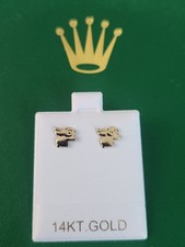 14K Yellow Gold 8mm Bunny Rabbit Stud Earrings Easter Spring Dainty