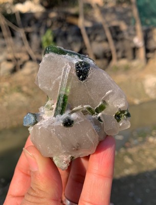 Terminated Tourmaline Cluster with Combine Quartz Best Quality piece