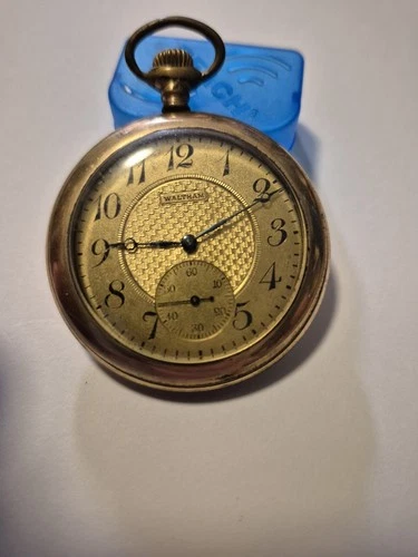 Antique Waltham 14k Gold Filled Blue Steel Hands Pocket Watch
