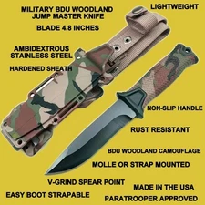 MILITARY BDU WOODLAND KNIFE FIXED BLADE 4.8 INCHES