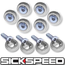 Polished 10 Pc Billet Aluminum Fenderbumper Washerbolt Engine Bay Dress Up Kit