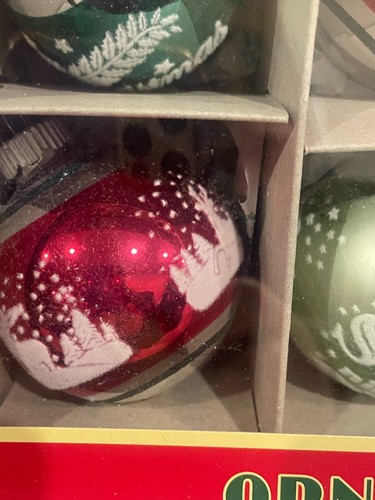 Christopher Radko Brillante Brite Vidrio Adornos de Navidad Plantilla Flocada 2.5" - Imagen 8 de 8