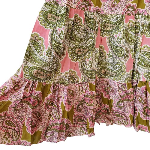 Charina Sarte Nara Paisley Green Pink Floral Mini Oversized Boho Dress Beachy - Picture 11 of 14