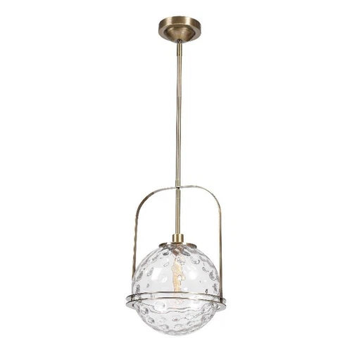 Uttermost Mimas 1-Light Steel and Glass Globe Pendant in Brass Finish - Picture 1 of 7