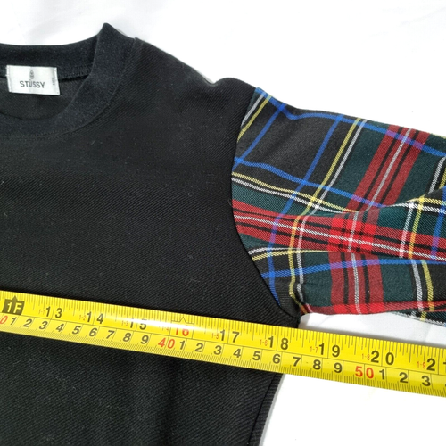 Stussy Sweater Jumper Pullover Black Tartan Long Sleeves Women Size 6 - Picture 8 of 24