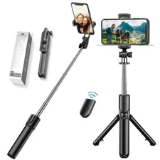 Extendable Tripod Stand Selfie Stick For Samsung iPhone Bluetooth Remote Folding