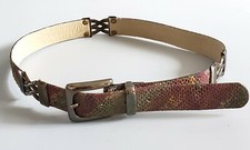Leather Cache Mod Depose Heavy Ornament Metal Inserts and Snake Print Belt Women