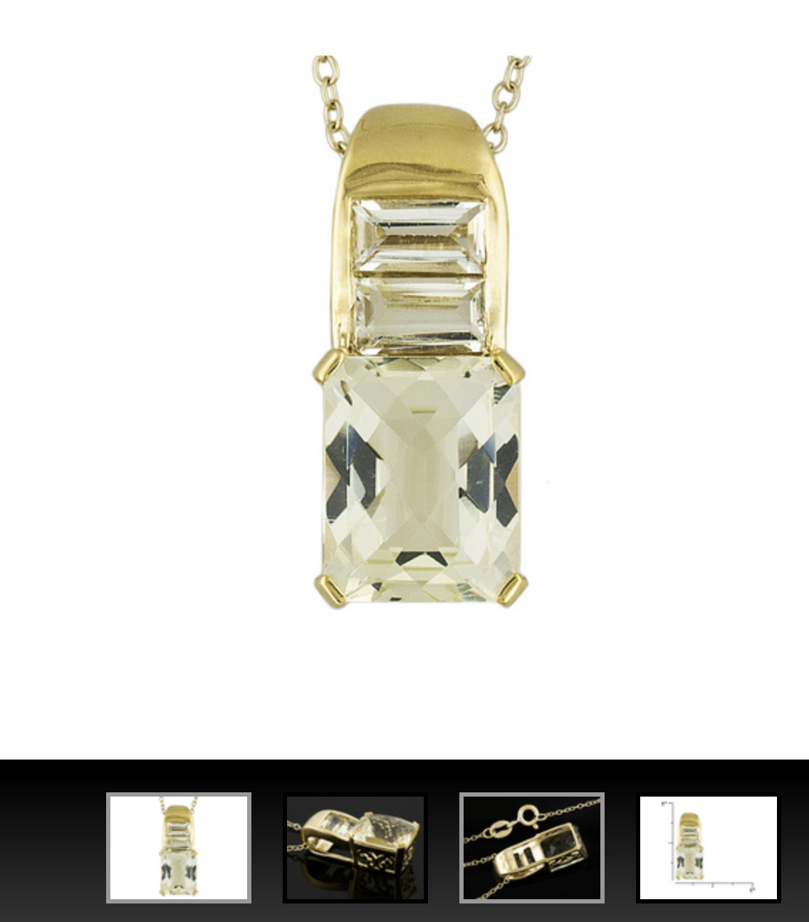 Подвеска из желтого лабрадорита весом 373 карата прямоугольной формы и багета из 18-каратного золота на серебряной подвеске 8090₽