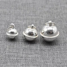 2pcs of 925 Sterling Silver Shiny Round Jingle Bell Charms 7mm 8mm 10mm