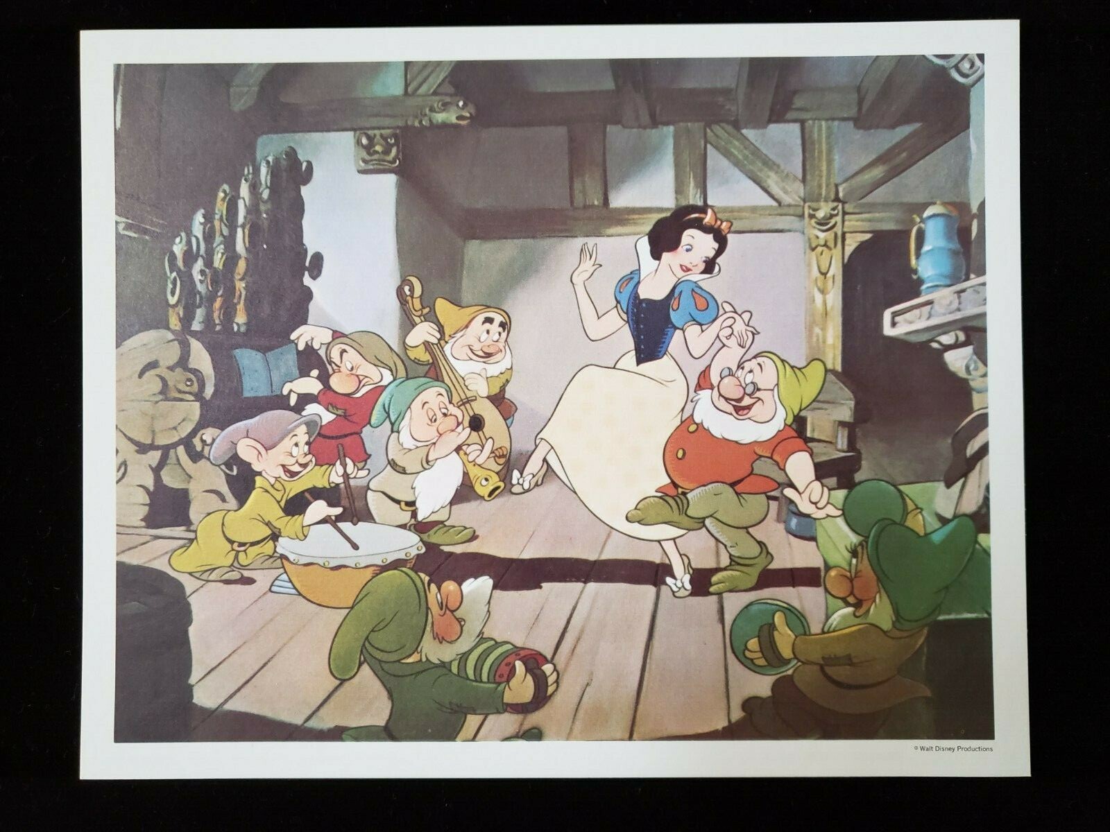 Vintage Disney Art Print of Snow White and Dwarfs on 8x10 cardstock ...