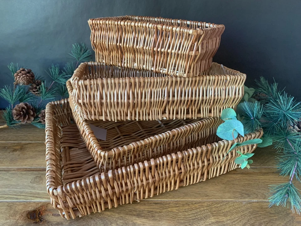 Christmas Wicker Hamper Basket Gift Tray Empty Natural Retail Packaging Box - Image 4 of 4