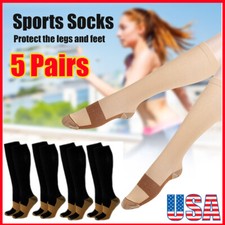 5 Pairs Copper Compression Socks 20-30mmHg Graduated Support Mens Womens S/M-XXL