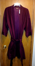 NOS Vintage 1980's Michael Paige One Size Men's Burgundy Velour Robe Tie Belt