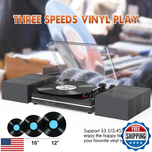 Vinyl Record Player with Dual Separate Stereo Speakers Vintage Turntable with - Picture 4 of 5