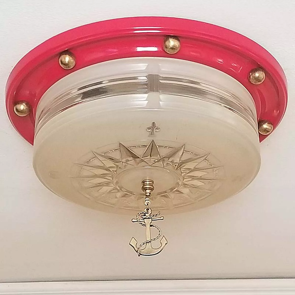 425 Antique Vintage 40s 50s Nautical Ceiling Light Shade Lamp