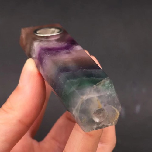 Varita de roca de cuarzo de cristal de fluorita arco iris natural pipas para fumar tabaco curativo - Imagen 4 de 7