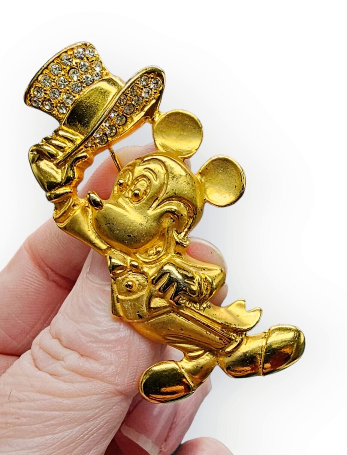 Vintage Disney Dapper Mickey Mouse Gold Metal Cry… - image 5
