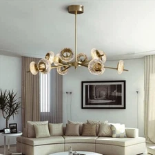 Modern Gold LED Light Rings Pendant Lamp 12-Lights Chandelier Lighting Fixtures