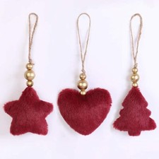 Coola Christmas Tree Ornaments Plush Heart Star Tree Decorations for Holiday