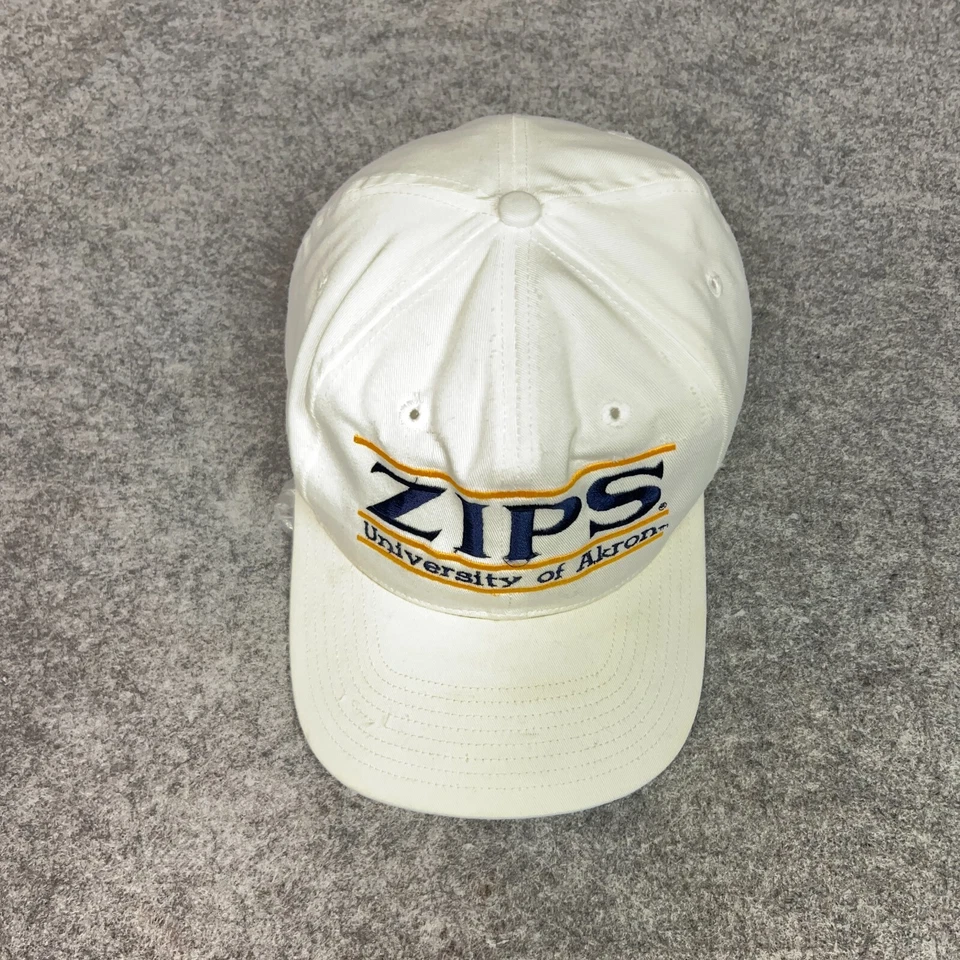Vintage Akron Zips Mens Hat Snapback White Bar The Game Cap College Football ^ - Image 4 of 4