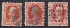 c.1870's US / USA 2c Orange Postage Andrew Jackson President Fancy x 3 REF: AJ30