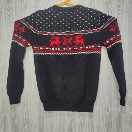 Vintage Christmass Pattern Knitwear Jamper - Size Medium - Navy Blue - 第 1/5 張圖片
