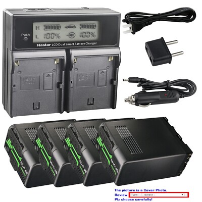 Kastar BP-U100 Battery CH04 Charger for Sony PMW-EX280 PMW-F3 PMW-F3K PMW-F3L