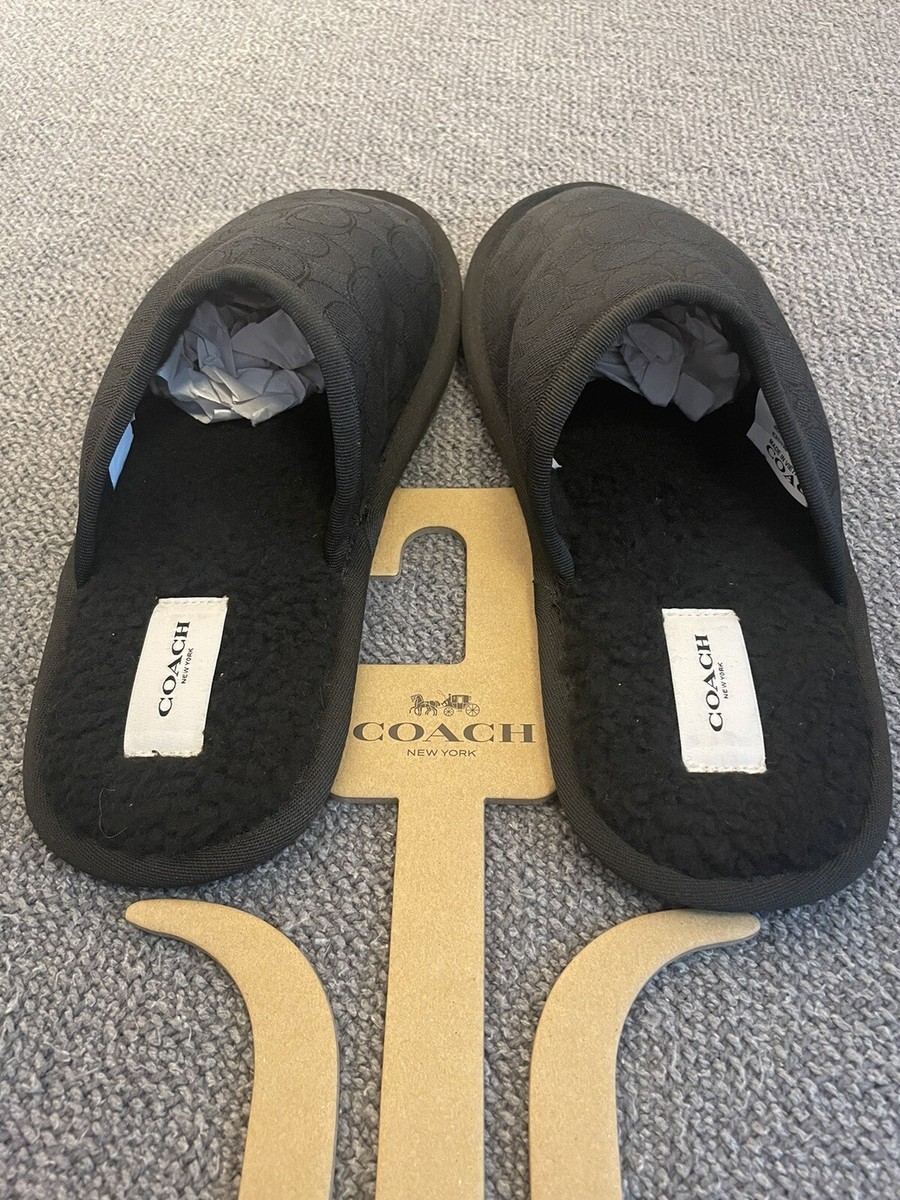 Coach Monogram Signature Jacquard Black Slippers Mens C2465  display picture 1